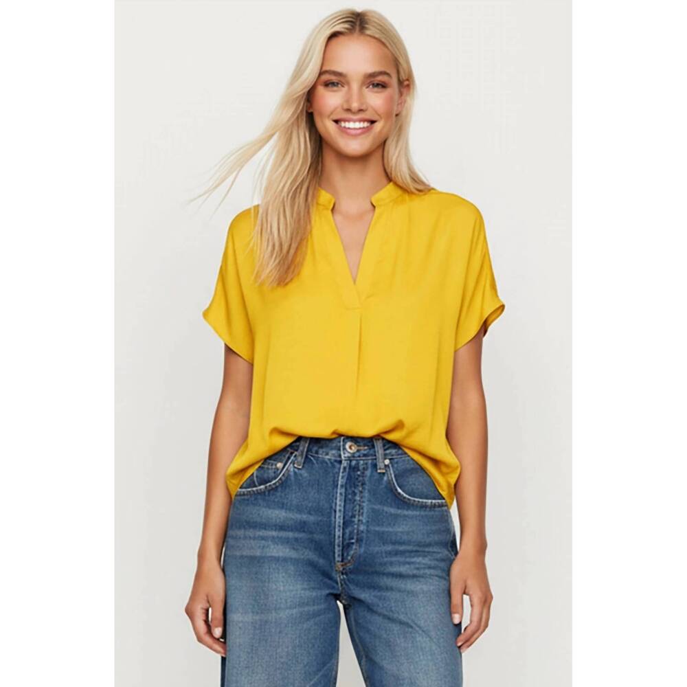 NEW NAKED ZEBRA drop shoulder blouse in neon yellow